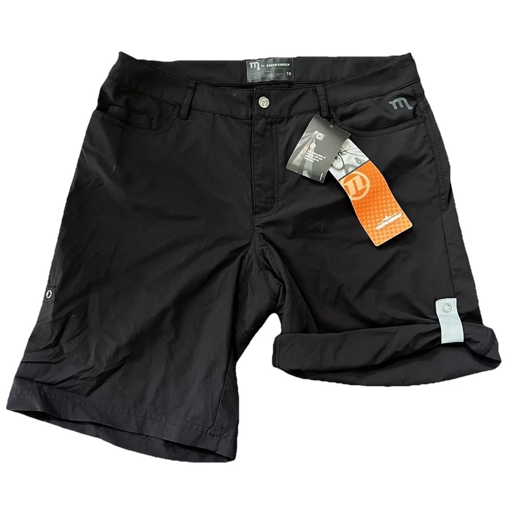 Novara Pilsen Shorts Womens 10 Black Padded Biking Roll Up Snap Legs Cycling NWT
